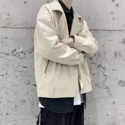 Veste Coréenne LEATHERED™ -Mode Coréenne hallyu street beige l veste coreenne leathered 16739538599959