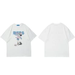 T-Shirt Coréen NEKOZ™ -Mode Coréenne hallyu street blanc xl hip hop cartoon girl cat japanese kanji print t shirt streetwear harajuku t shirt 2021 men summer short sleeve tshirt tops tees 27929228705815