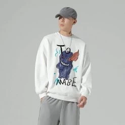 Sweatshirt Coréen FEARME™ -Mode Coréenne hallyu street blanc xxl sweatshirt coreen brode fearme 16719921643543