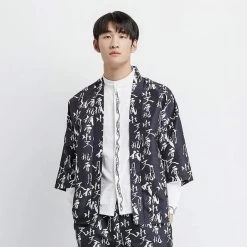 Kimono Japonais MOZA™ -Mode Coréenne hallyu street bleu 2 m kimono japonais moza 16739458351127