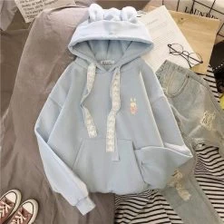 Hoodie Coréen Brodé BUNNYZ™ -Mode Coréenne hallyu street bleu l hoodie coreen brode bunnyz 27952742662167