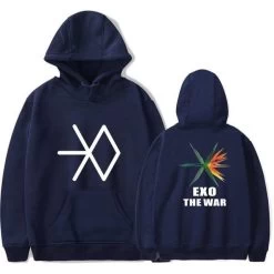 Hoodie Coréen EXOWAR -Mode Coréenne hallyu street bleu navy 4xl hoodie coreen exowar 27956304412695