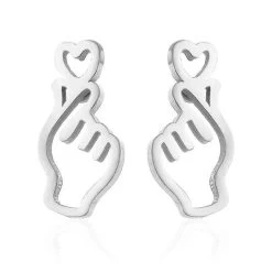 Boucles D'oreilles Love Heart™ -Mode Coréenne hallyu street boucles d oreilles argent boucles d oreilles love heart 13216622444567