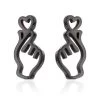 Boucles D'oreilles Love Heart™ -Mode Coréenne hallyu street boucles d oreilles noir boucles d oreilles love heart 13216622510103