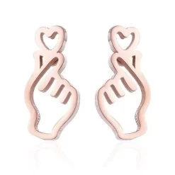 Boucles D'oreilles Love Heart™ -Mode Coréenne hallyu street boucles d oreilles rose boucles d oreilles love heart 13216623001623