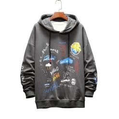 Hoodie Coréen TAGGED™ -Mode Coréenne hallyu street gris anthracite xl 175 185cm60 88kg hoodie coreen taggy 16716161024023