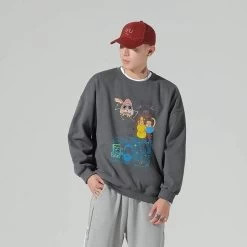 Sweatshirt Coréen ALONY™ -Mode Coréenne hallyu street gris anthracite xs sweatshirt coreen alony 16716103647255