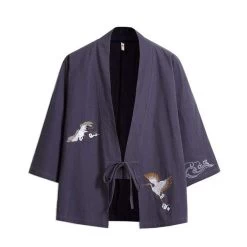 Kimono Japonais Brodé XXX™ 11 Kimono Japonais Brodé XXX™ -Mode Coréenne hallyu street gris l kimono japonais brode xxx 27934502420503