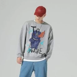 Sweatshirt Coréen FEARME™ -Mode Coréenne hallyu street gris xxl sweatshirt coreen brode fearme 16719921348631