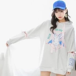 Hoodie Coréen Evil Cutie™ -Mode Coréenne hallyu street hoodies blanc taille unique hoodie evil cutie 12029564682263