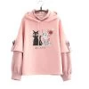 Hoodie Coréen DUALCAT™ -Mode Coréenne hallyu street hoodies rose taille unique hoodie coreen dualcat 27949614366743