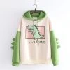 Hoodie Coréen BABYDINO™ 1 Hoodie Coréen BABYDINO™ -Mode Coréenne hallyu street hoodies vert manches longues taille unique hoodie coreen babydino 27949620822039
