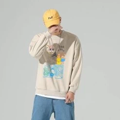 Sweatshirt Coréen ALONY™ -Mode Coréenne hallyu street kaki xs sweatshirt coreen alony 16716104040471