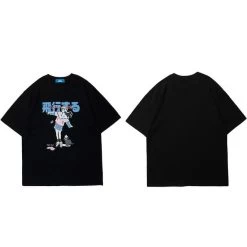 T-Shirt Coréen NEKOZ™ -Mode Coréenne hallyu street noir m hip hop cartoon girl cat japanese kanji print t shirt streetwear harajuku t shirt 2021 men summer short sleeve tshirt tops tees 27929228935191