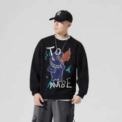Sweatshirt Coréen FEARME™ -Mode Coréenne hallyu street noir xl sweatshirt coreen brode fearme 16719921578007