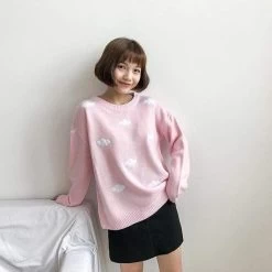 Sweatshirt Coréen BLUECLOUD™ -Mode Coréenne hallyu street sweatshirts taille unique rose sweatshirt coreen bluecloud 27968134840343