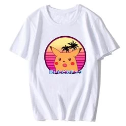 T-Shirt Coréen Pikachu Vaporwave™ -Mode Coréenne hallyu street tshirts blanc xs tshirt pikachu vaporwave 13461140275223