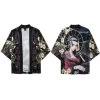 Kimono Japonais Summer Geisha™ -Mode Coréenne hallyu street vestes noir xxl veste kimono summer geisha 13696887095319